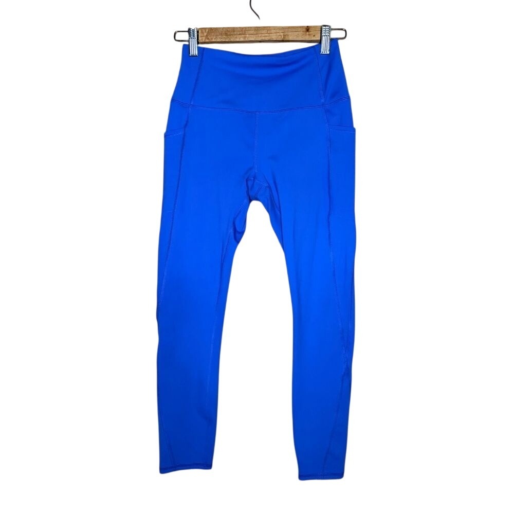 Reebok Blue High Rise Pocket Leggings Cropped Activewear S Petite